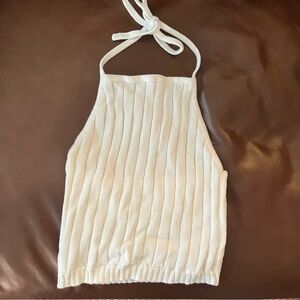 brandy melville white ribbed halter